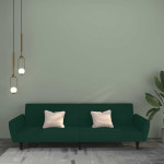 Dvivietė sofa-lova, tamsiai žalios spalvos, aksomas