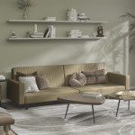 Dvivietė sofa-lova, kapučino spalvos, dirbtinė oda