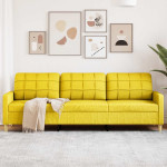 Trivietė sofa, šviesiai geltonos spalvos, 180cm, audinys