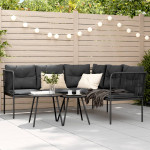 Sodo sofa su pagalvėlėmis, juoda, plienas/tekstilenas