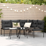 Sodo sofa su pagalvėlėmis, juoda, plienas/tekstilenas