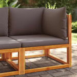 Sodo kampinė sofa su pagalvėlėmis, akacijos mediena ir virvė