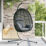 Kabantis kiaušinis poliratanas 104 x 100 x 191 cm Juoda