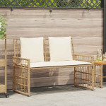 Lauko suolas 2 -Seater 116 x 55 x 82 cm Plienas ir poli ratanas