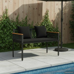 Lauko suolas 2 -Seater 117 x 54 x 74.5 cm poliratanas Juoda