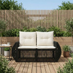 Sodo sofa 2-Vietų skaičius Juoda poliratanas