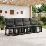 4 sėdimų vietų sodo sofa be rankų 4 vnt. 4 vietos Juoda