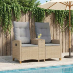 Reclining Bench with Table 2 -Seater 126 x 65 x 112 cm