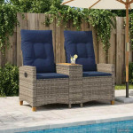 Reclining Bench with Table 2 -Seater 126 x 65 x 112 cm