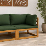 Kampinė sofa su pagalvėlėmis Kietos akacijos mediena Natūrali