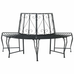 Medžio suolelis 4 -vietis 160 x 80 x 89 cm steel Juoda
