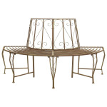 Medžio suolelis 4 -vietis 160 x 80 x 89 cm steel Senovinė ruda
