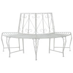 Medžio suolelis 4 -vietis 160 x 80 x 89 cm steel Antikinė balta