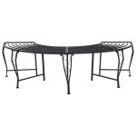 Medžio suolelis 4 -vietis 160 x 80 x 44 cm steel Juoda