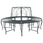 Medžio suolelis 8 -vietis Ø 160 x 89 cm steel Sidabrinė Pilka