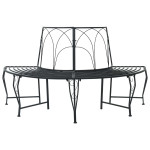 Medžio suolelis 4 -vietis 160 x 80 x 89 cm steel Juoda