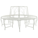 Medžio suolelis 8 -vietis Ø 160 x 89 cm steel Antikinė balta