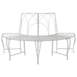 Medžio suolelis 4 -vietis 160 x 80 x 89 cm steel Antikinė balta