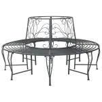 Medžio suolelis 8 -vietis Ø 160 x 89 cm steel Sidabrinė Pilka