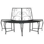 Medžio suolelis 4 -vietis 160 x 80 x 89 cm steel Juoda