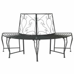 Medžio suolelis 4 -vietis 160 x 80 x 89 cm steel Juoda