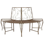 Medžio suolelis 4 -vietis 160 x 80 x 89 cm steel Senovinė ruda