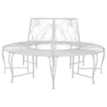Medžio suolelis 8 -vietis Ø 160 x 89 cm steel Antikinė balta