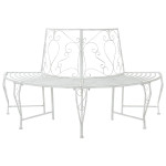 Medžio suolelis 4 -vietis 160 x 80 x 89 cm steel Antikinė balta