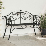 Sodo suolas 2 -vietis 131 x 47,5 x 90 cm Plienas Juoda
