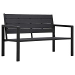 Sodo suoliukas, juodos spalvos, 120cm, HDPE, medienos imitacija