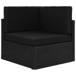 Modulinė kampinė sofa, juodos spalvos, poliratanas