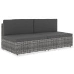 Modulinė dvivietė sofa, pilkos spalvos, poliratanas