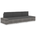 Modulinė trivietė sofa, pilkos spalvos, poliratanas