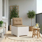 1-vietė sodo sofa su pagalvėlėmis, Rattan išvaizda PP Balta