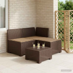 3-vietė sodo sofa su pagalvėlėmis, Rattan išvaizda 3 vietos PP