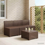 3- vietis Sodas Sofas Ratanas 3 vietos PP Ruda
