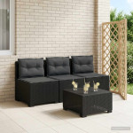 3-vietė sodo sofa su pagalvėlėmis, Rattan išvaizda 3 vietos PP