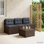 3-vietė sodo sofa su pagalvėlėmis, Rattan išvaizda 3 vietos PP