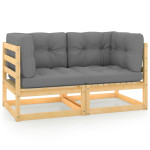 Dvivietė sodo sofa su pagalvėlėmis, pušies medienos masyvas