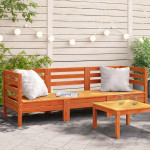 Corner Sofa 3 vietos Solid Pine Wood Vaško ruda 3-Seater