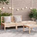 Corner Sofa 3 vietos Solid Pine Wood Natural Pine 3-Seater