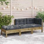 Patio Sofa 2 vietos Solid Pine Wood, Oxford Fabric