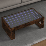Kavos staliukas su Infinity LED lemputėmis, dūminis, 90x53x30cm