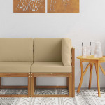 Lauko kampinė sofa Kietos akacijos mediena Natural and Beige
