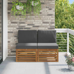 Lauko Vidurinis Sofa 2 vnt. 2 vietos Kietos akacijos mediena