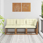 Lauko vidurinė ir kampinė sofa 3 vnt. 3 vietos