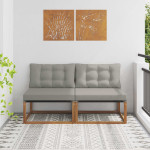 Lauko Vidurinis Sofa 2 vnt. 2 vietos Kietos akacijos mediena