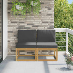 Lauko Vidurinis Sofa 2 vnt. 2 vietos Kietos akacijos mediena