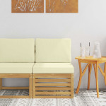 Lauko Vidurinis Sofa Kietos akacijos mediena Balinta ir kreminė