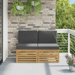 Lauko Vidurinis Sofa 2 vnt. 2 vietos Kietos akacijos mediena